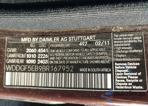 2011 Mercedes-Benz C 300 Sport from USA, damaged, VIN WDDGF5EB9BR167952